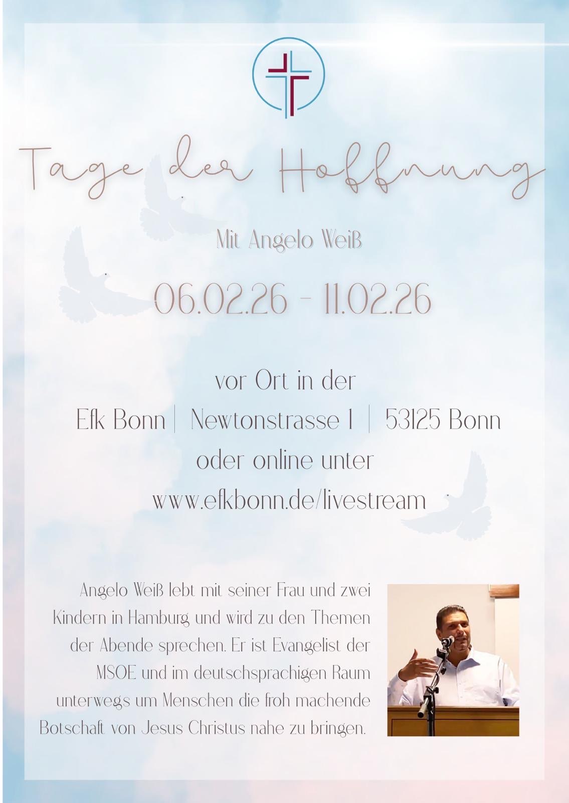 Einladung Tage der Hoffnung mit Angelo Weiß