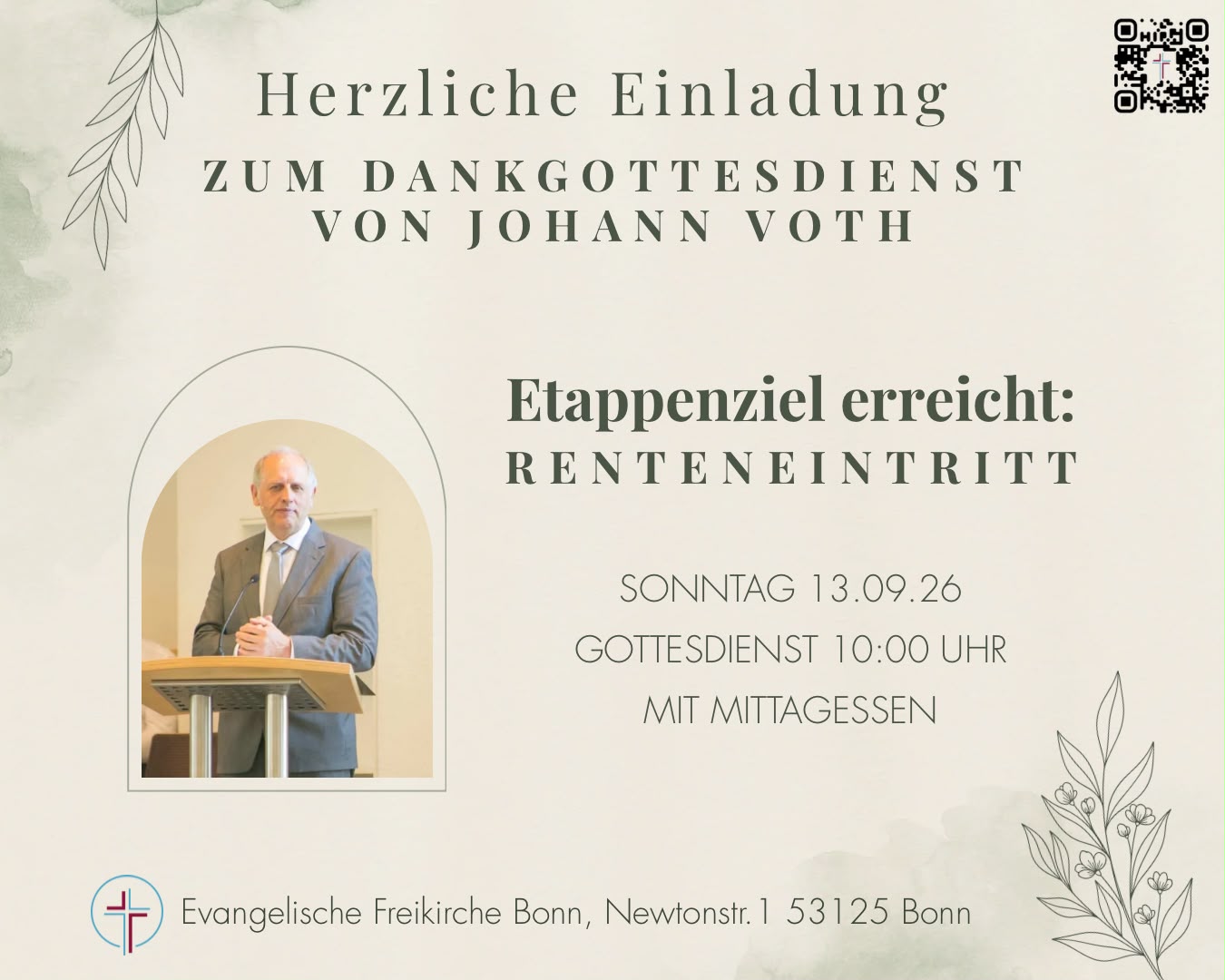 Dankgottesdienst J.V. 13.09. Flyer Ehepaar Sommerfest 2026