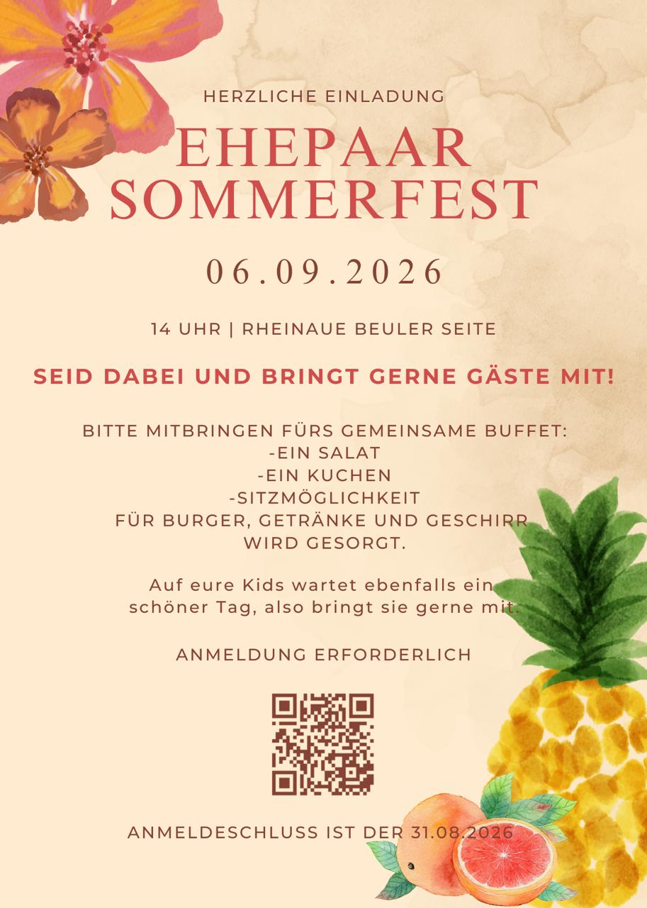 Ehepaar Sommerfest 06.09.2026 Flyer Ehepaar Sommerfest 2026