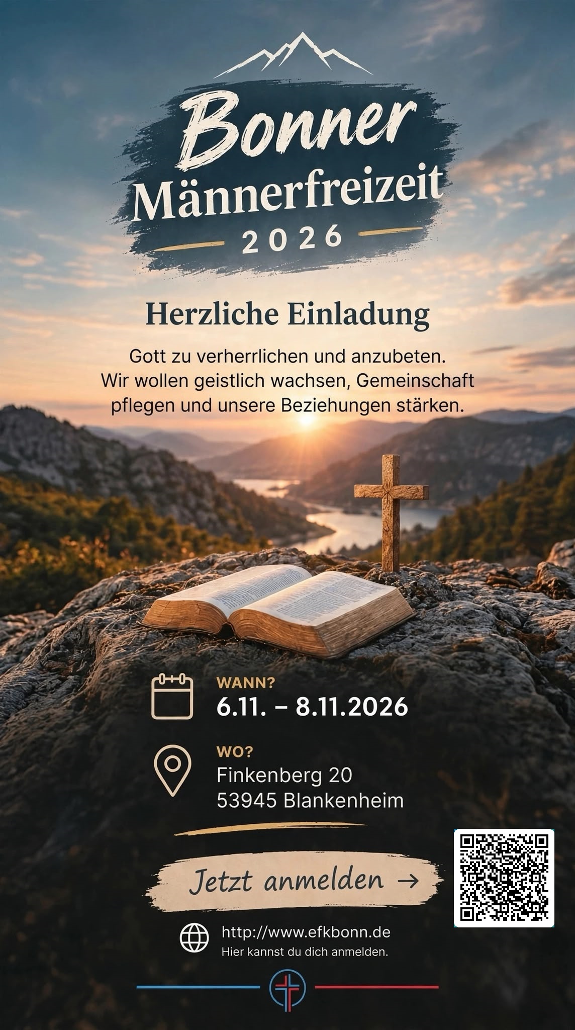 Bonner Männerfreizeit 2026 Flyer Seite 1 Flyer für Männerfrühstück